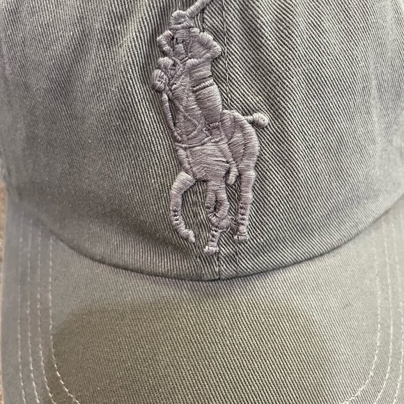 🆕 POLO RALPH LAUREN Leather Strap Embroidered BIG PONY Baseball Cap, Grey - Picture 5 of 11